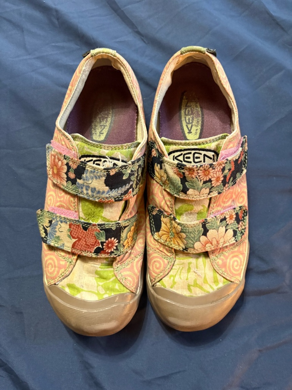 Keen Floral Patchwork Double-Strap Slip-Ons - Pink, Green